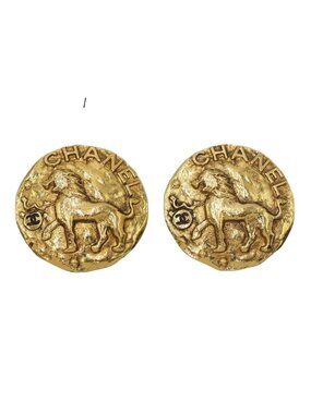 Chanel Lion Pattern Round Earrings